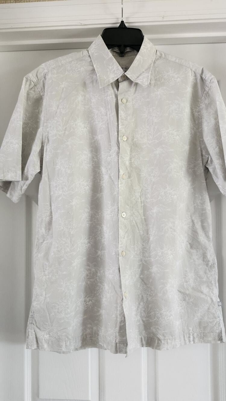 Geoffrey Beene Men's Shirt Size Medium M 100% Cotton Button Up Tan mt 73